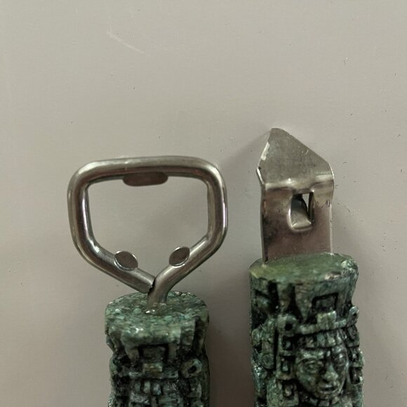 Aztec Mayan Totem Bottle Opener Green Tiki Vintage Resin Barware Luau Party - Picture 10 of 11